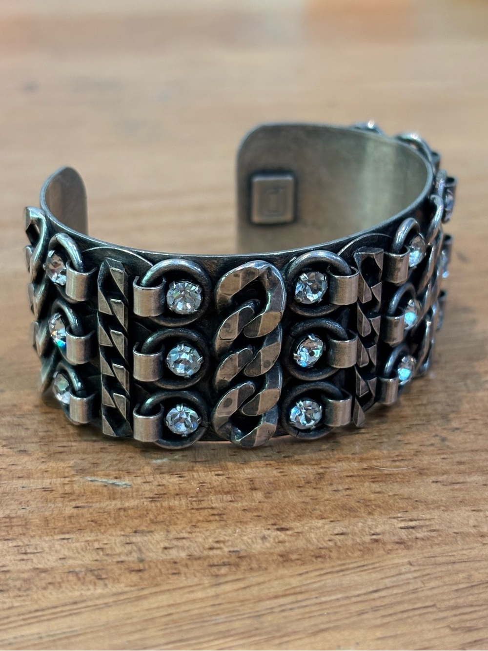 DANNIJO industrial link crystal embellished large cuff